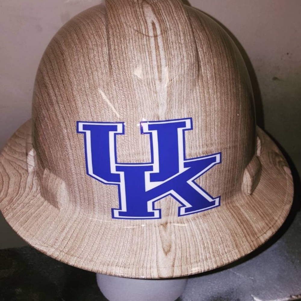 One of a kind HYDROGRAPHIC wood grain hard hat